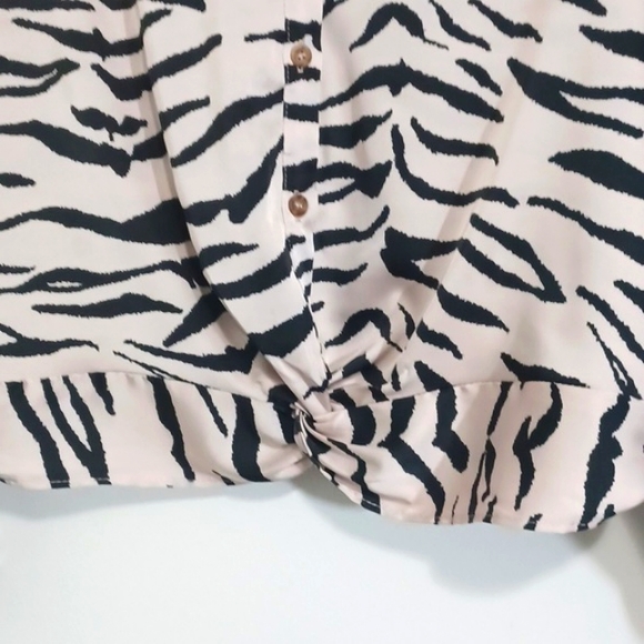 MOA MOA shirt. Pullover w/ button front, zebra print. Whimsy. Corpcore. Medium. - Picture 3 of 14